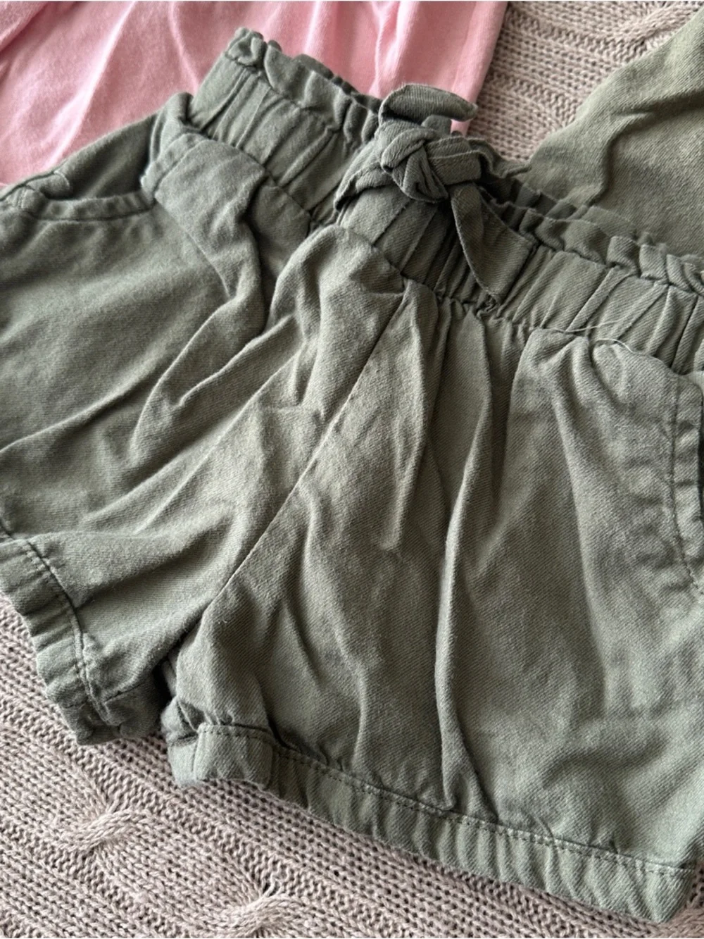EUC Carter's 4pc Mix’n’Match Bundle, Olive Green & Pink Eyelet & Stripes, 24 Mo
